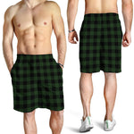 Green And Black Buffalo Plaid Print Men's Shorts