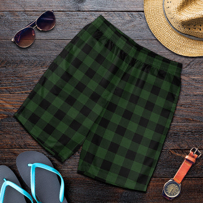 Green And Black Buffalo Plaid Print Men's Shorts