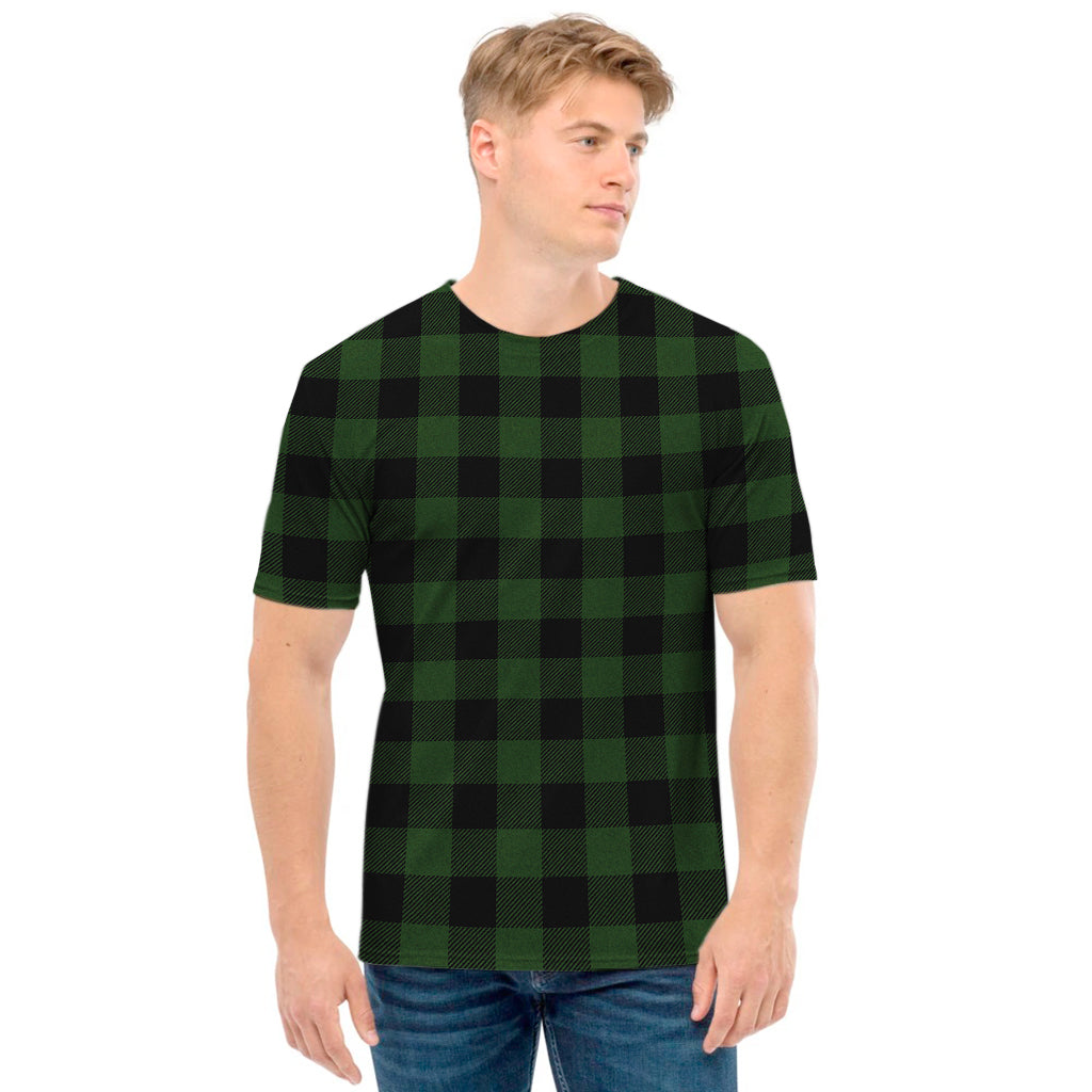 Green And Black Buffalo Plaid Print Men's T-Shirt