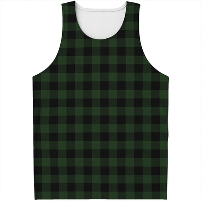 Green And Black Buffalo Plaid Print Men's Tank Top