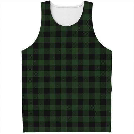 Green And Black Buffalo Plaid Print Men's Tank Top