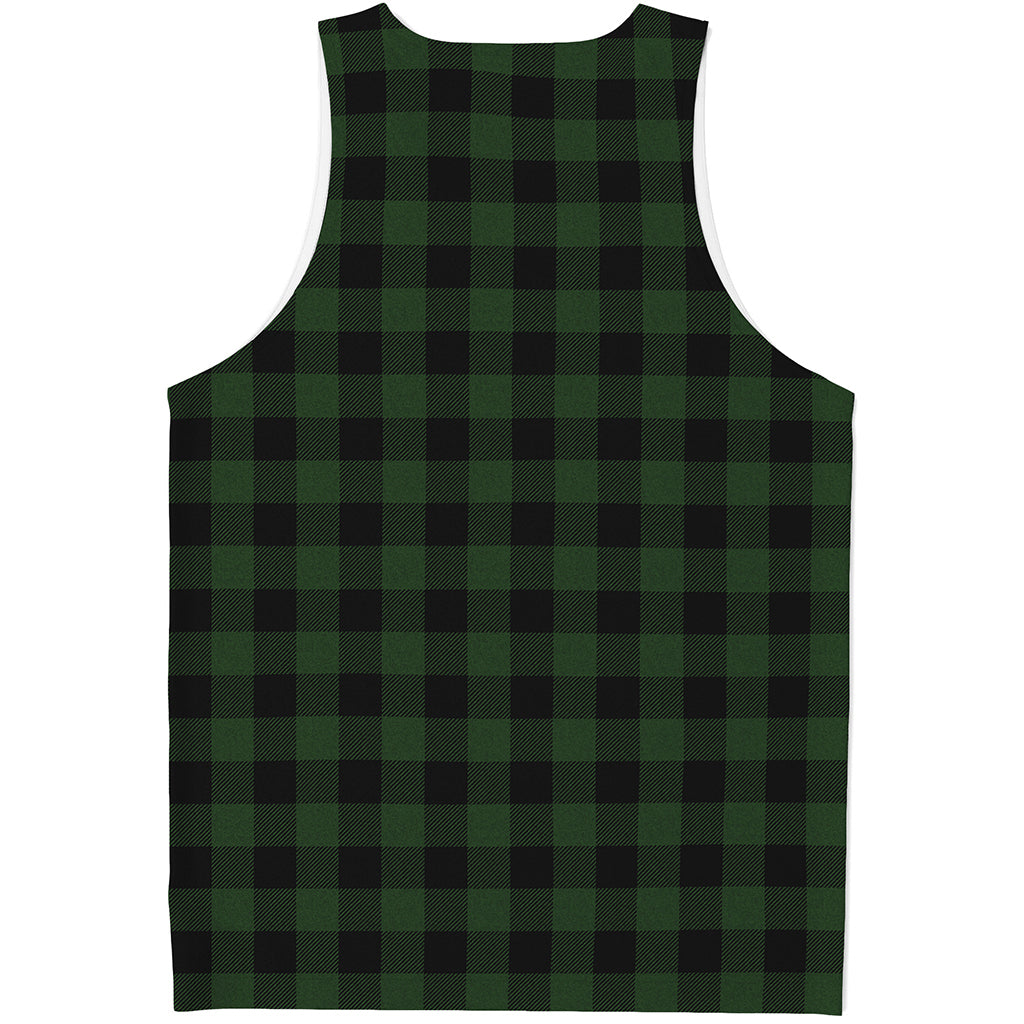 Green And Black Buffalo Plaid Print Men's Tank Top