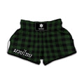Green And Black Buffalo Plaid Print Muay Thai Boxing Shorts