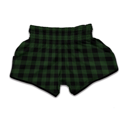 Green And Black Buffalo Plaid Print Muay Thai Boxing Shorts