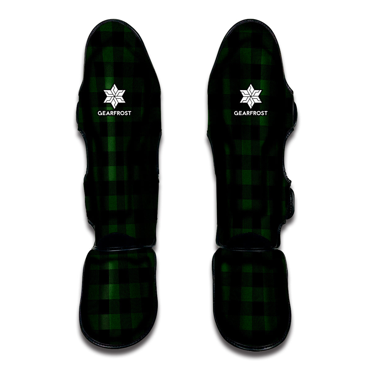 Green And Black Buffalo Plaid Print Muay Thai Shin Guard