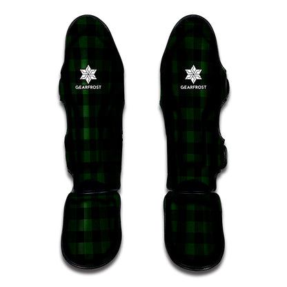 Green And Black Buffalo Plaid Print Muay Thai Shin Guard