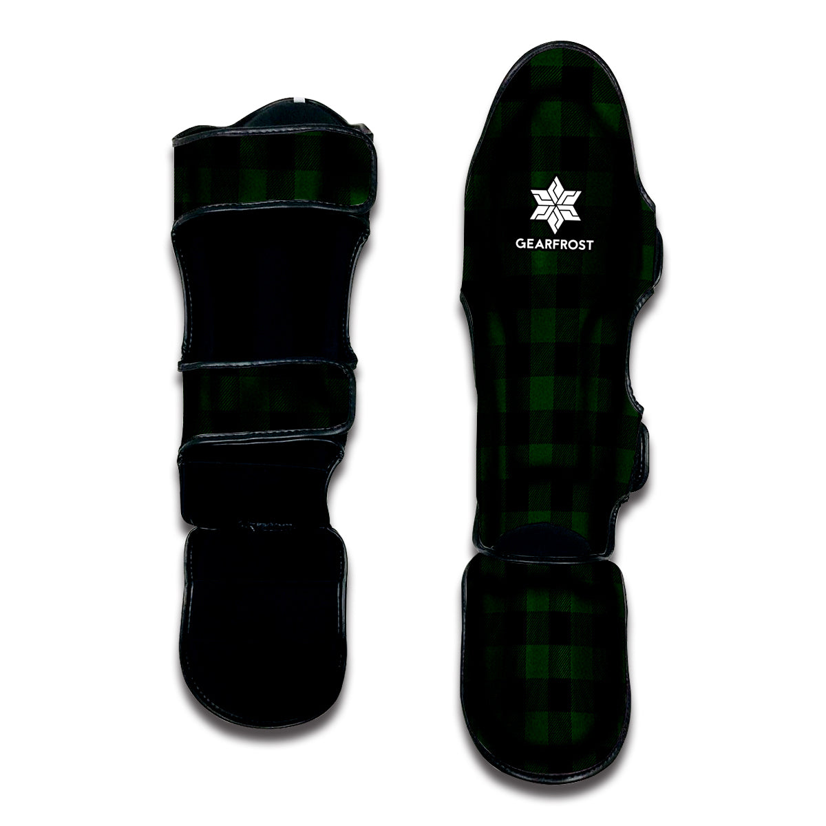 Green And Black Buffalo Plaid Print Muay Thai Shin Guard