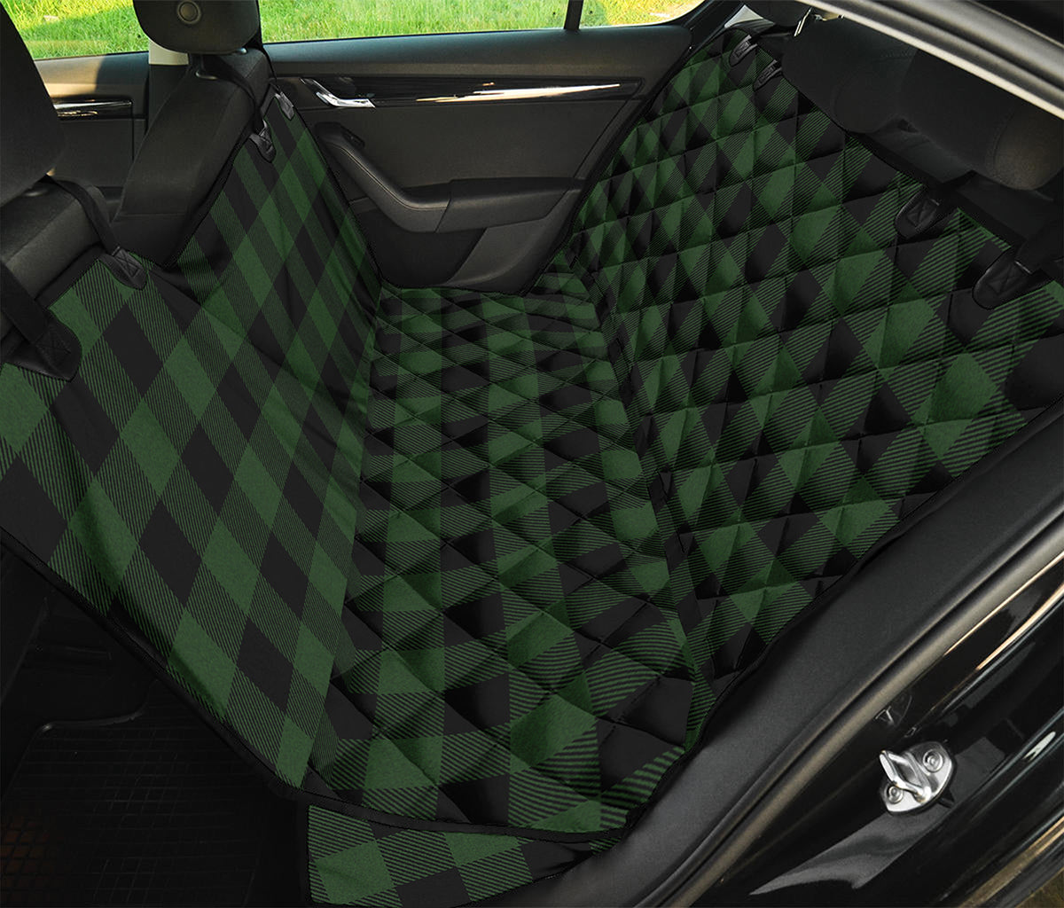 Green And Black Buffalo Plaid Print Pet Car Back Seat Cover