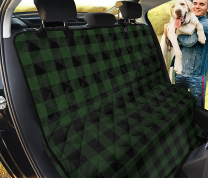 Green And Black Buffalo Plaid Print Pet Car Back Seat Cover