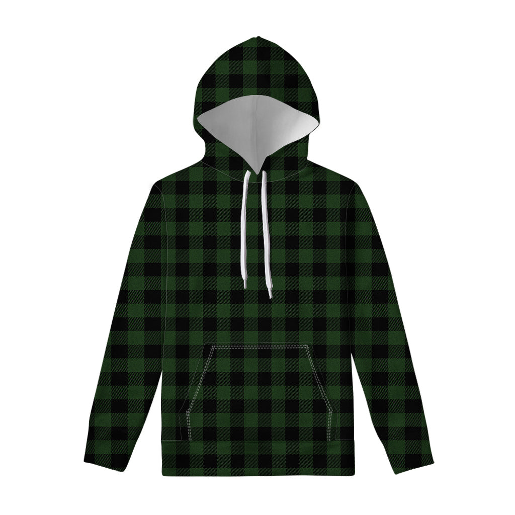 Green And Black Buffalo Plaid Print Pullover Hoodie