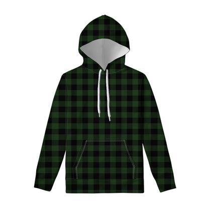 Green And Black Buffalo Plaid Print Pullover Hoodie