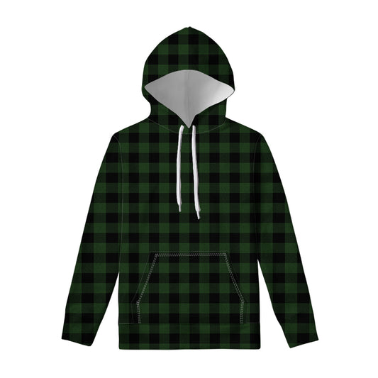 Green And Black Buffalo Plaid Print Pullover Hoodie
