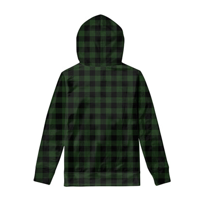 Green And Black Buffalo Plaid Print Pullover Hoodie