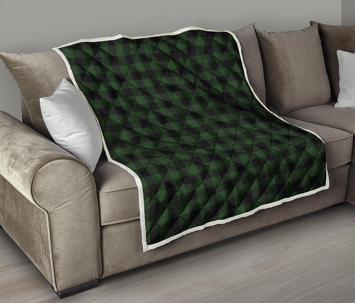 Green And Black Buffalo Plaid Print Quilt