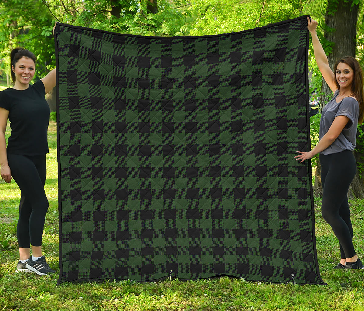 Green And Black Buffalo Plaid Print Quilt