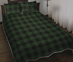 Green And Black Buffalo Plaid Print Quilt Bed Set