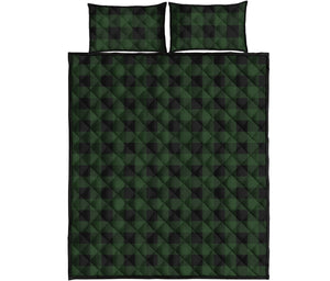 Green And Black Buffalo Plaid Print Quilt Bed Set