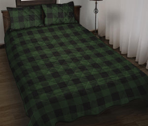 Green And Black Buffalo Plaid Print Quilt Bed Set