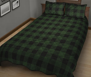 Green And Black Buffalo Plaid Print Quilt Bed Set