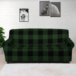 Green And Black Buffalo Plaid Print Sofa Cover