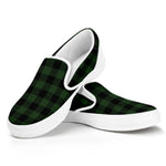 Green And Black Buffalo Plaid Print White Slip On Shoes