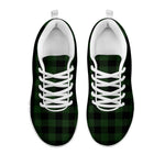 Green And Black Buffalo Plaid Print White Sneakers