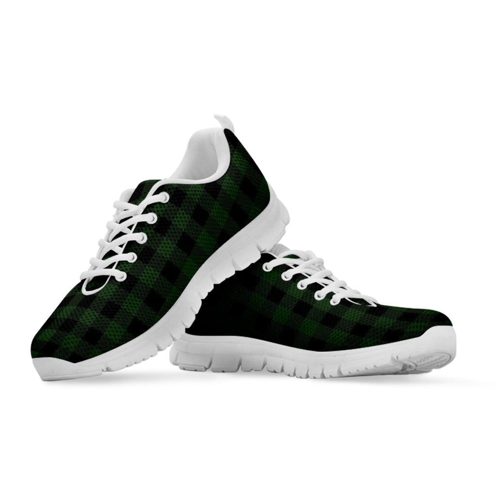 Green And Black Buffalo Plaid Print White Sneakers