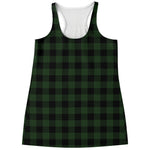 Green And Black Buffalo Plaid Print Women's Racerback Tank Top