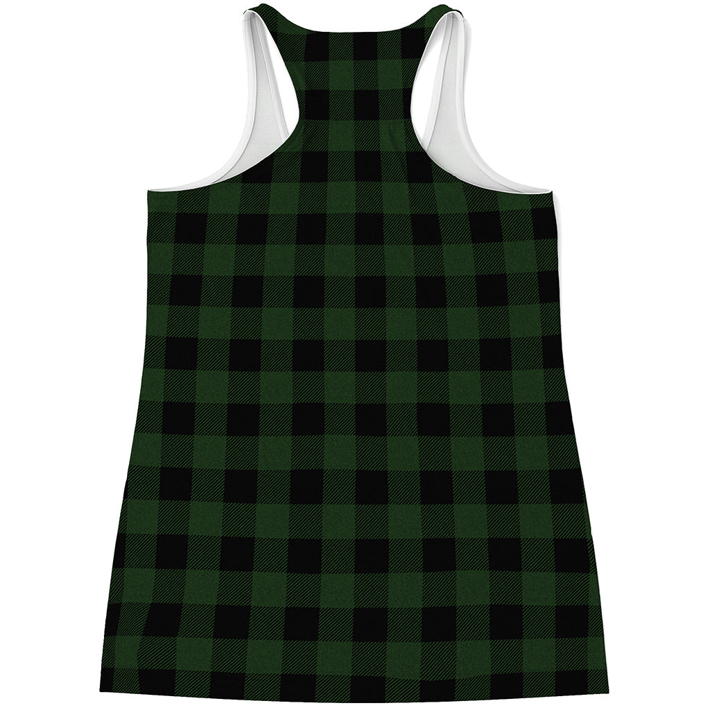 Green And Black Buffalo Plaid Print Women's Racerback Tank Top