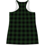 Green And Black Buffalo Plaid Print Women's Racerback Tank Top