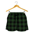 Green And Black Buffalo Plaid Print Women's Shorts