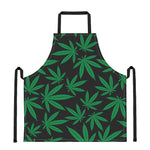Green And Black Cannabis Leaf Print Apron
