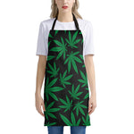Green And Black Cannabis Leaf Print Apron