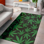 Green And Black Cannabis Leaf Print Area Rug