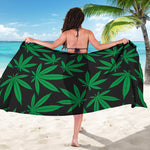 Green And Black Cannabis Leaf Print Beach Sarong Wrap
