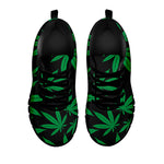 Green And Black Cannabis Leaf Print Black Sneakers