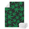 Green And Black Cannabis Leaf Print Blanket