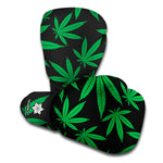 Green And Black Cannabis Leaf Print Boxing Gloves