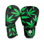 Green And Black Cannabis Leaf Print Boxing Gloves