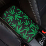 Green And Black Cannabis Leaf Print Car Center Console Cover