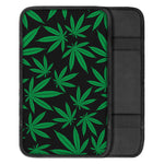 Green And Black Cannabis Leaf Print Car Center Console Cover