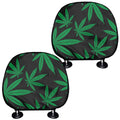 Green And Black Cannabis Leaf Print Car Headrest Covers