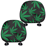 Green And Black Cannabis Leaf Print Car Headrest Covers