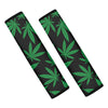 Green And Black Cannabis Leaf Print Car Seat Belt Covers