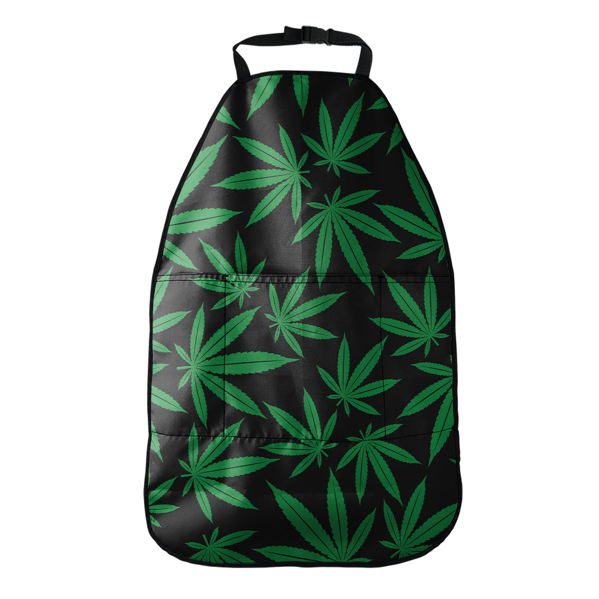 Green And Black Cannabis Leaf Print Car Seat Organizers
