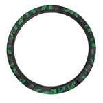 Green And Black Cannabis Leaf Print Car Steering Wheel Cover