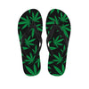 Green And Black Cannabis Leaf Print Flip Flops