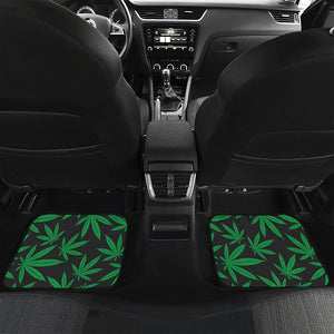 Green And Black Cannabis Leaf Print Front and Back Car Floor Mats