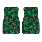 Green And Black Cannabis Leaf Print Front Car Floor Mats