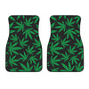 Green And Black Cannabis Leaf Print Front Car Floor Mats